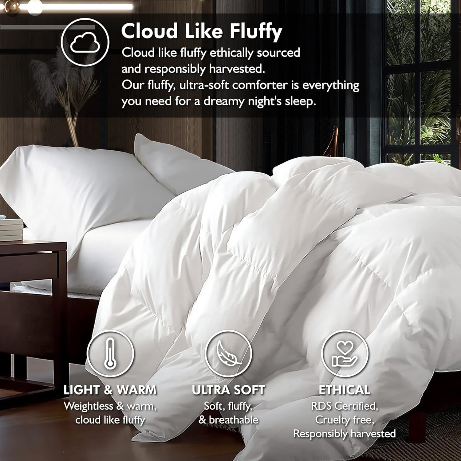 Oversized Queen Goose Down Comforter - 98x98 White