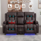 Power Loveseat Recliner Sofa with Massage & Heat Home Theater Seating