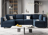 Modular Sectional Sofa Couch with Reversible Chaise Velvet L Shaped Storage 4-seat Convertible Blue…