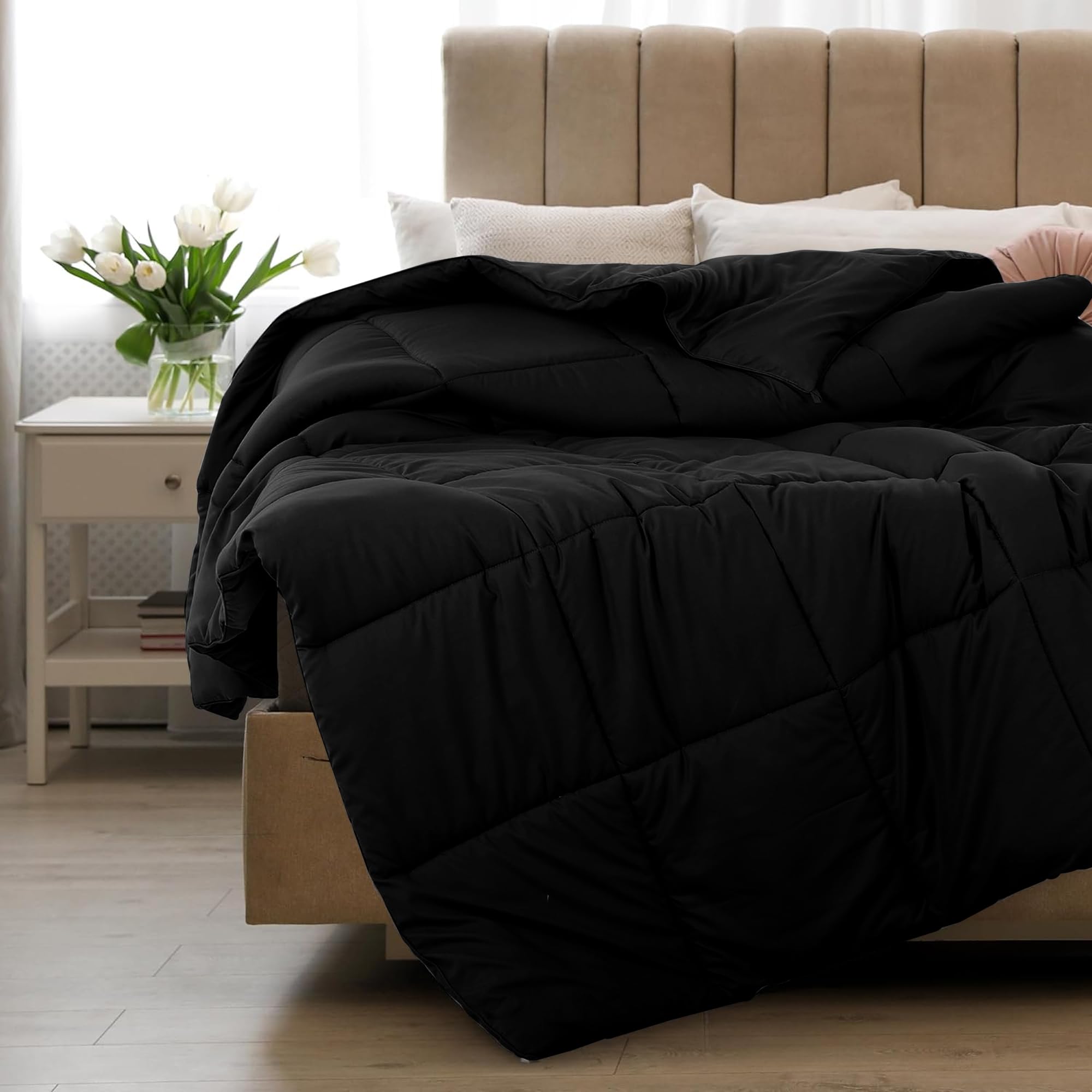 Queen Size Bed Comforter - Down Alternative Box Stitched Fluffy Comforter
