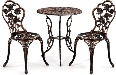 3 PCS Outdoor Bistro Set,Outdoor Patio Set, All-Weather Cast Aluminum Bistro Table Set