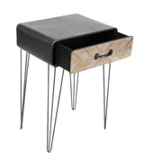 Metal Side End Accent Table Single Drawer End Table, Side Table 17" x 12" x 26", Black
