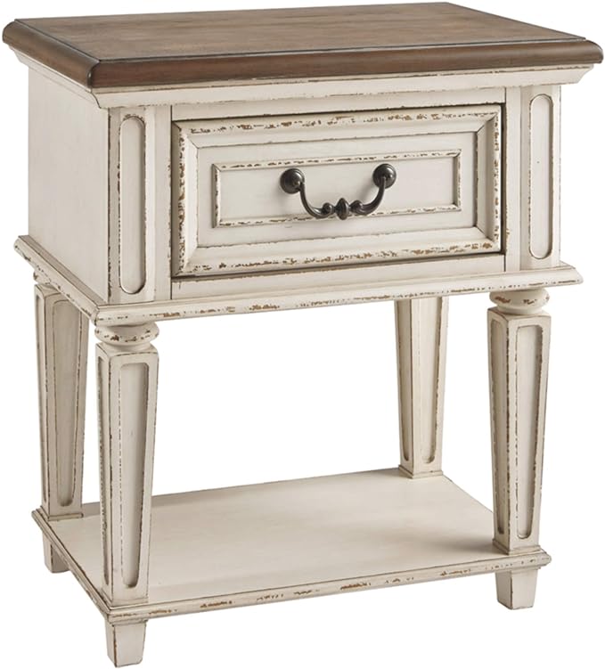 Realyn French Country 3 Drawer Nightstand with Electrical Outlets & USB Ports