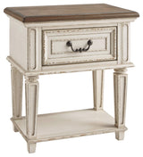 Realyn French Country 3 Drawer Nightstand, Chipped White & Realyn Traditional Cottage