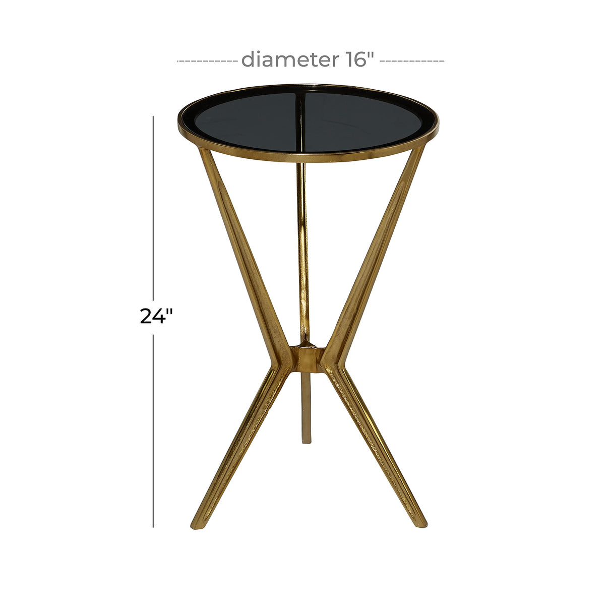 Modern Aluminum Accent, Side Table 16" x 16" x 24", Gold