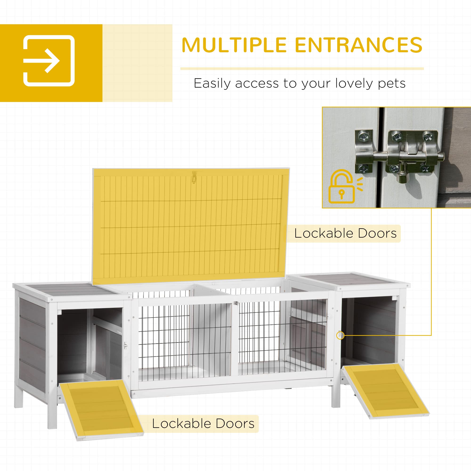 Rabbit Hutch, Bunny Cage, Guinea Pig House with Pull-Out Tray, and Divided Board