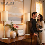 Modern Buffet Lamps Set of 2 - Marble Base with Brass Finish