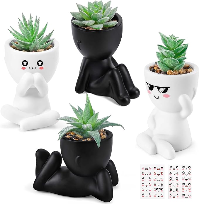 Set of 2 Fake Plants Artificial Succulent Plants for Office Desk Accessories Bathroom