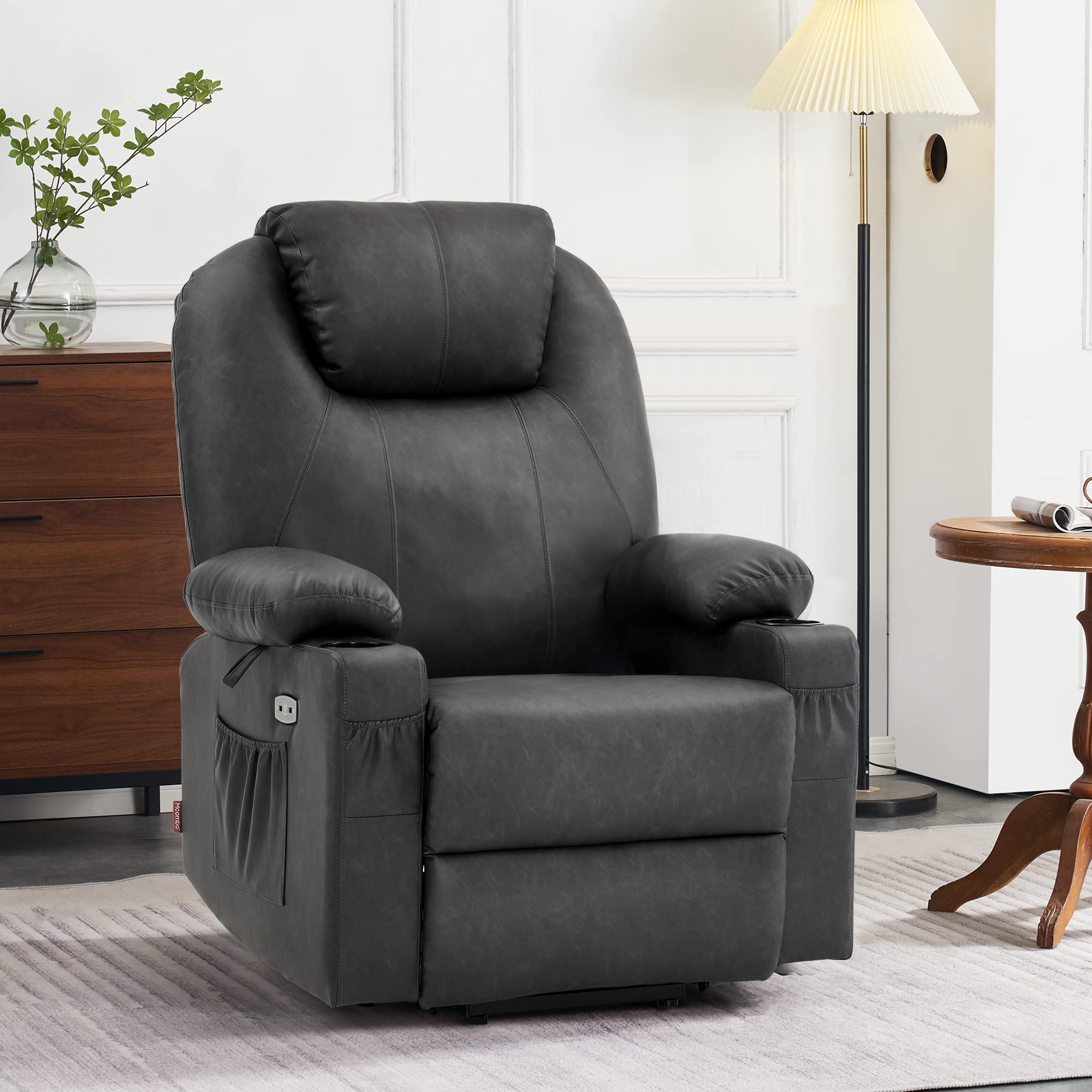 ComfortRise Power Lift Recliner Chair – Vibration, Cup Holders & Extended Footrest