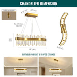 Modern LED Crystal Chandelier, Luxury Brass Gold 2-Tiers K9 Crystal Raindrop Chandelier