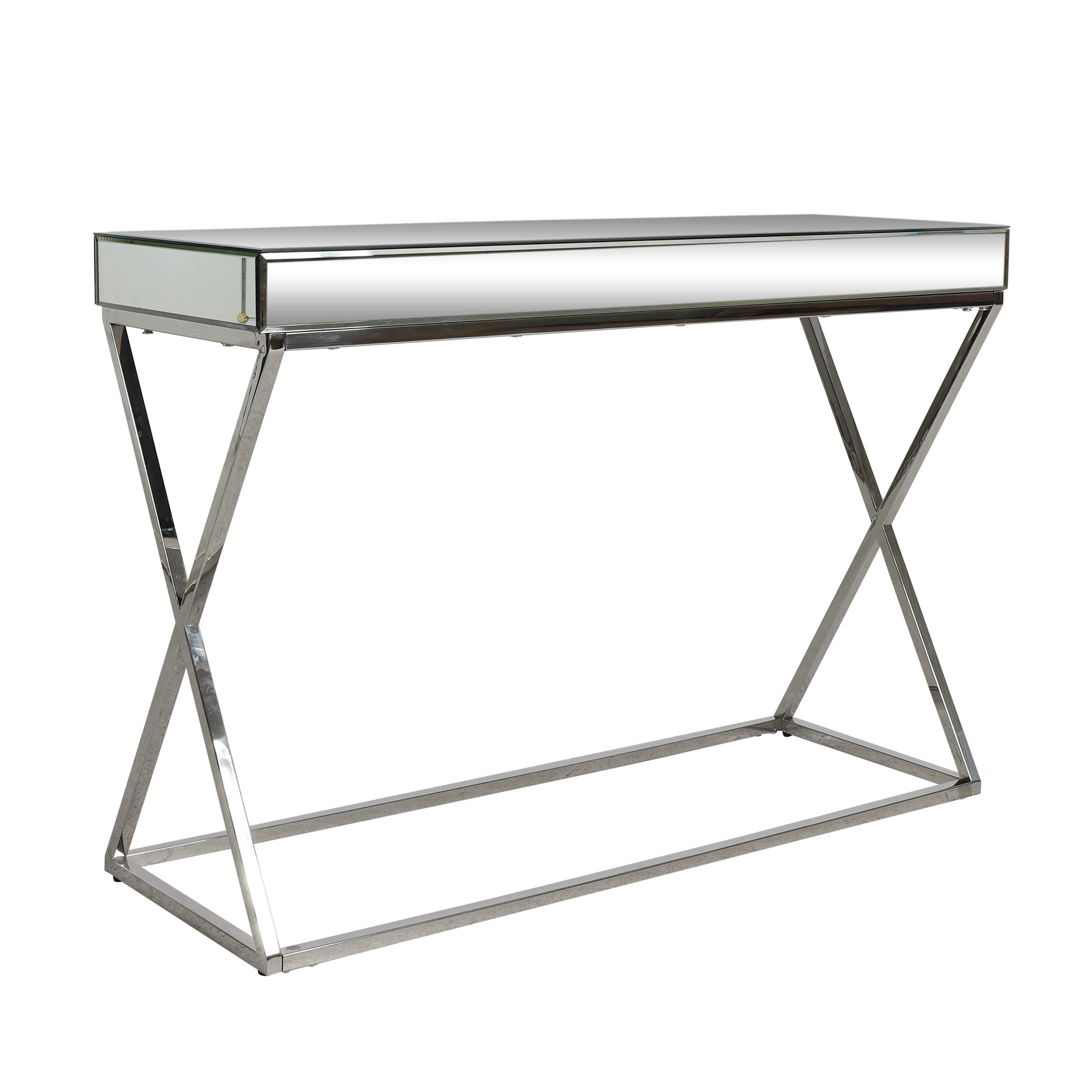 Nikita Modern Glam Console Table with Mirror Tabletop, Silver