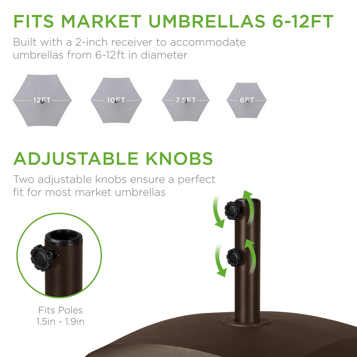 123lb Capacity Fillable Mobile Umbrella Base Heavy Duty Market Stand for Patio