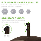 123lb Capacity Fillable Mobile Umbrella Base Heavy Duty Market Stand for Patio