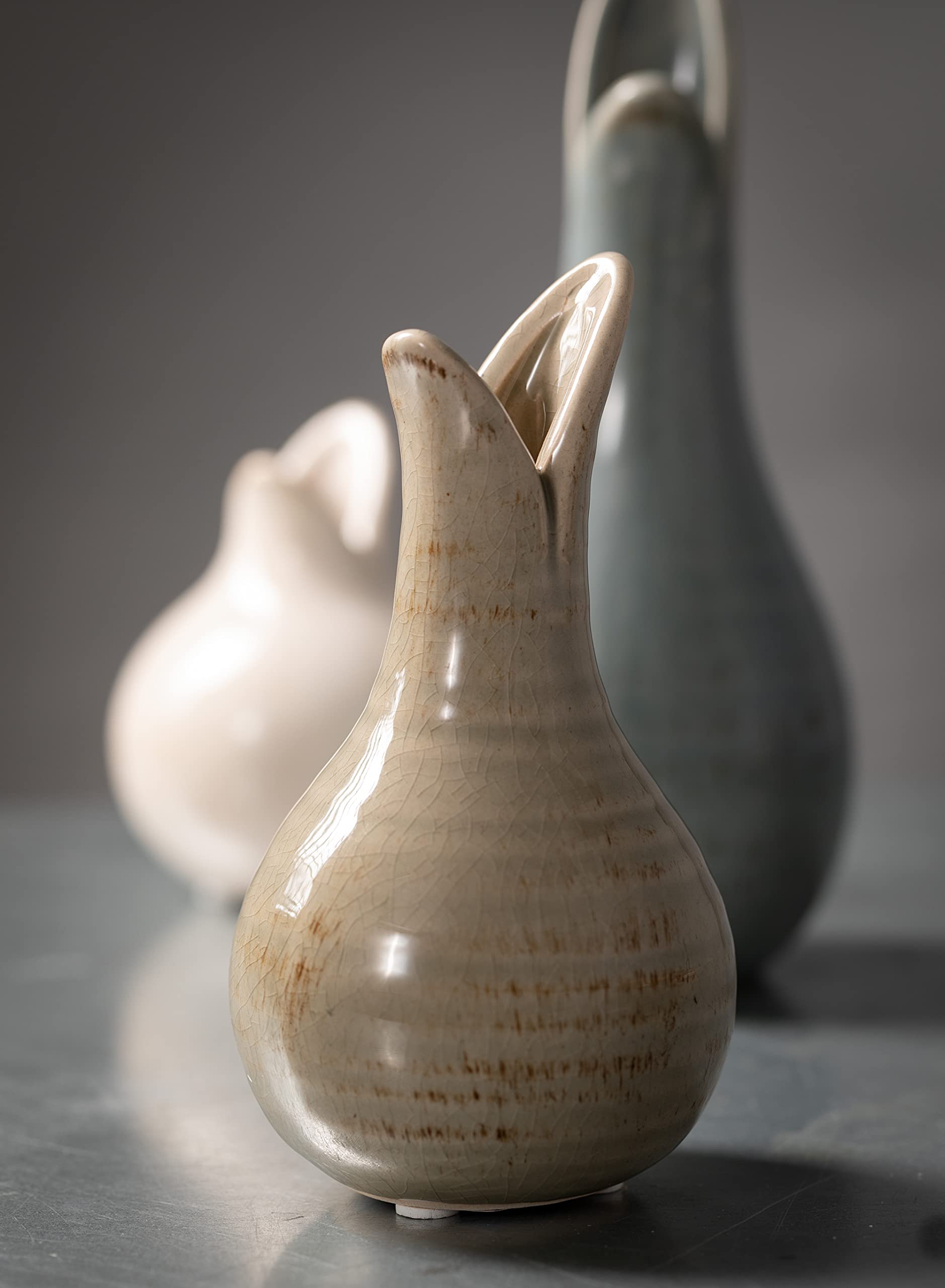 Ceramic Vase Set - 3 Small Bud Vases, Rustic Home Décor, Modern Farmhouse