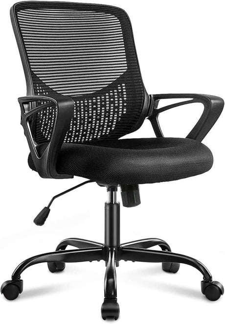 Ergonomic Office Home Desk Mesh Fixed Armrest, Executive Computer Chair with Soft