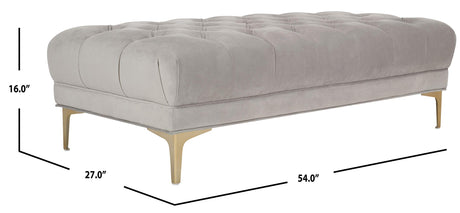 Home Zarya 54-inch Glam Grey Velvet and Brass Tufted Rectangular