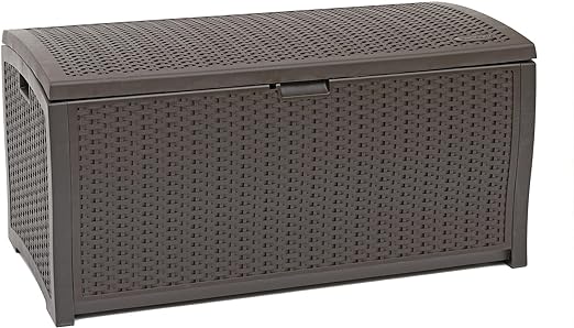 99 Gallon Heavy Duty Resin Wicker Horizontal Outdoor Deck Box