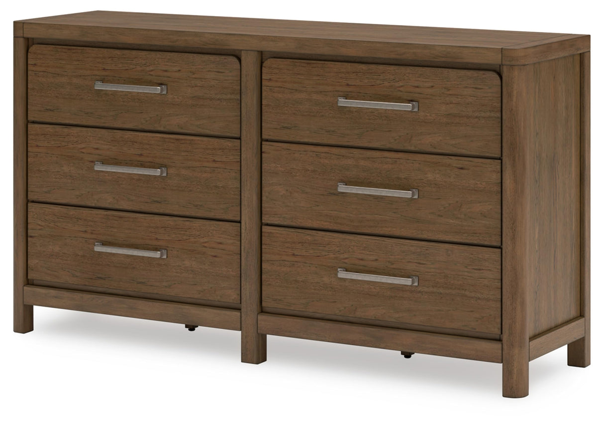 Cabalynn Casual 6 Drawer Dresser with Felt-lined Top Drawer for Bedroom, Light Brown