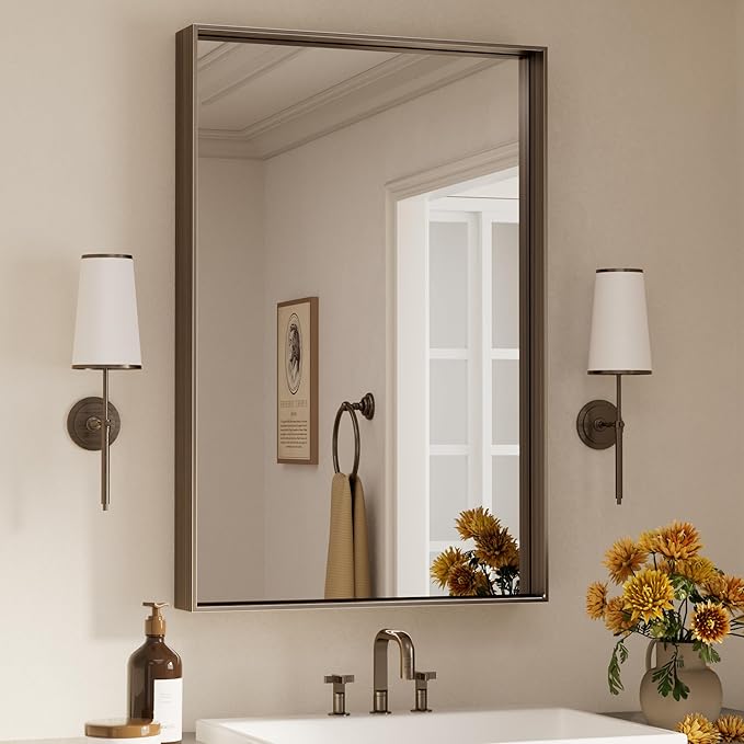 Black Bathroom Mirror  Rectangular Wall Mirror