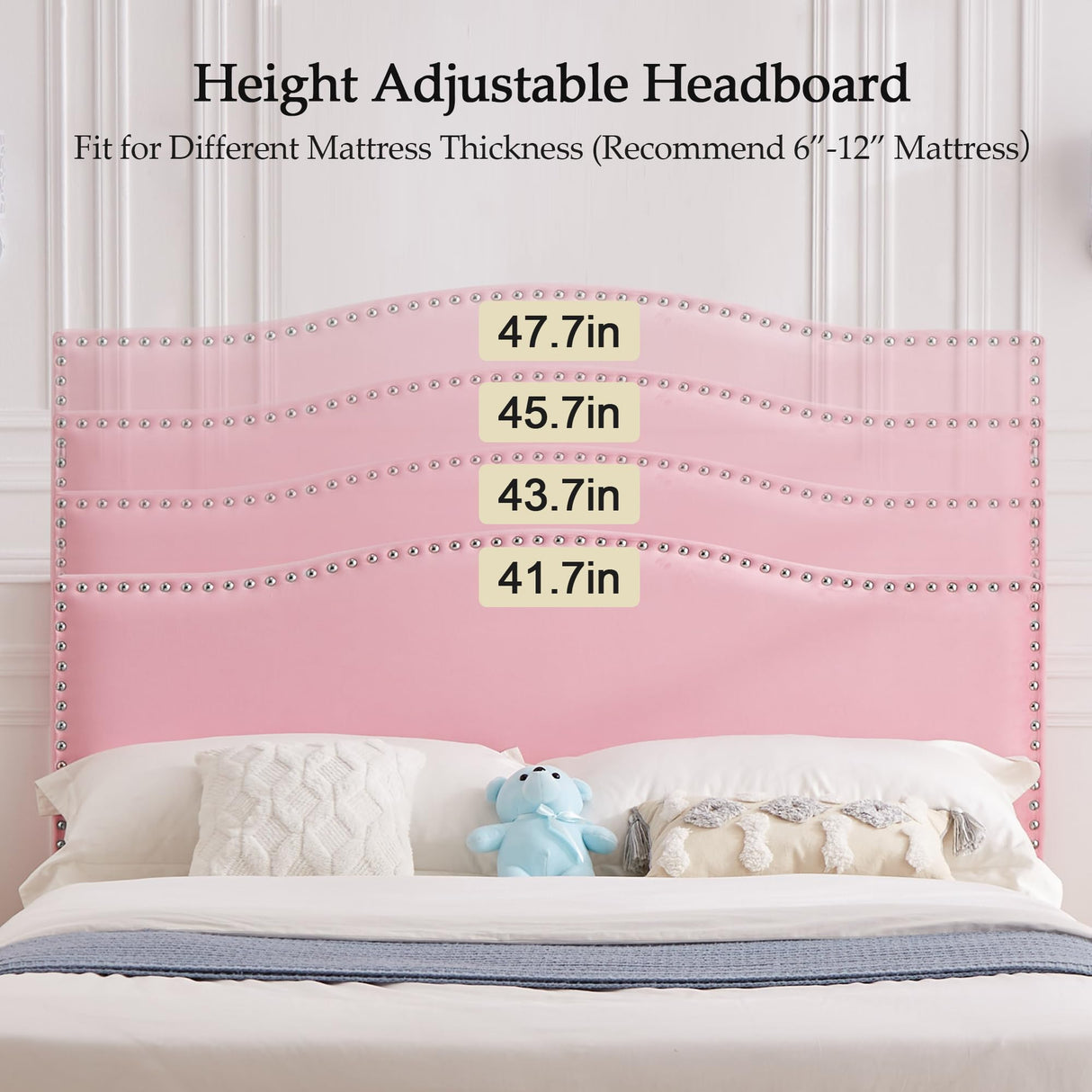 VECELO Queen Bed Frame Platform Bed Frame with Upholstered Headboard, Strong Frame and Wooden Slats Support, Strong Weight Capacity, Non-Slip and Noise-Free, Easy Assembly,Pink
