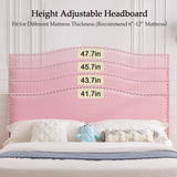 VECELO Queen Bed Frame Platform Bed Frame with Upholstered Headboard, Strong Frame and Wooden Slats Support, Strong Weight Capacity, Non-Slip and Noise-Free, Easy Assembly,Pink