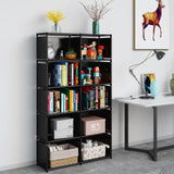 6-Tiers Portable Bookshelf with Fabric Cloth at Back, 10 Cube Closet Storage Organizer Bookcase