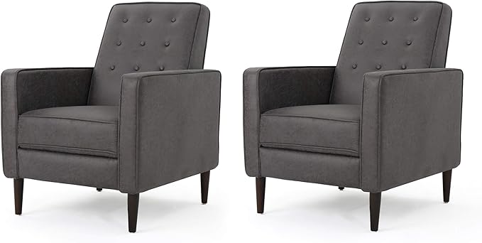 Mervynn Mid-Century Modern Fabric Recliner, Grey