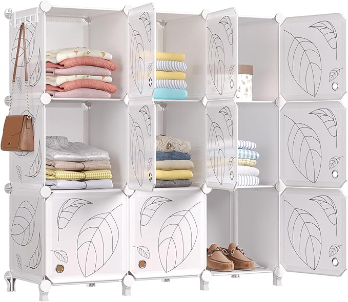 Closet Organizer, 9 Cube Storage Organizer with Doors, Portable Closet Storage Shelves,