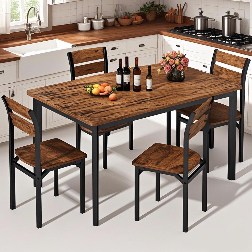 5-Piece Farmhouse Dining Table Set for 4