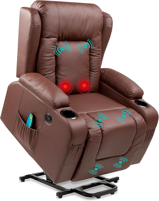 PU Leather Electric Power Lift Chair, Recliner Massage Chair, Adjustable Furniture for Back