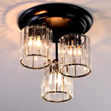 Modern Round Crystal Chandelier Ceiling Light,3 Light Crystal Flush Mount Small