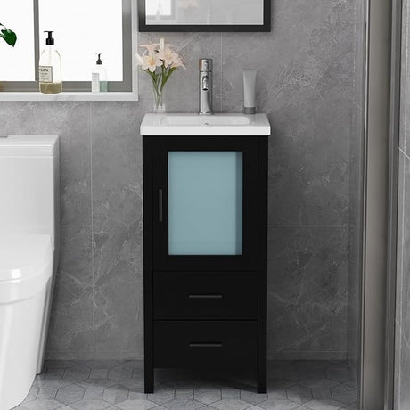 16" Small Bathroom Vanity with Sink, Single Sink Bathroom Vanity Combo for Small Space