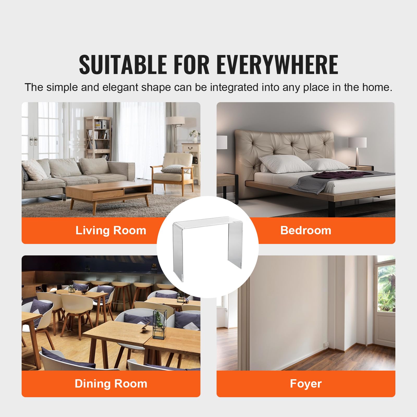 Clear Acrylic Console Table - Modern U-Shaped Entryway Desk