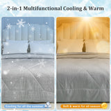 VK VK·LIVING Cooling Comforter Queen Size, Reversible All Season Cooling Comforter Grey, Soft Lightweight Comforter for Hot Sleepers, Breathable Thin Cooling Comforter (90"x90", Grey)