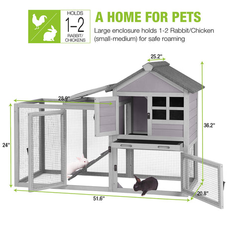 Rabbit Hutch Chicken Coop Expandable Indoor Bunny Cage Outdoor Guinea Pig Cage