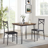 3 Piece Kitchen Dining Room Table and Chairs Set for Dinette, Breakfast Nook, Farmhouse