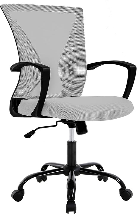 Office Chair Desk Chair Computer Chair Ergonomic Chair Adjustable Executive Mesh Mid Back with 360 Degree Swivel Wheels Lumbar Support Armrest (Black)