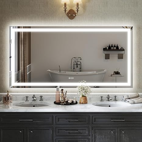24" x 32" LED Bathroom Mirror - Dimmable Wall-Mounted Mirror with Front & Backlight