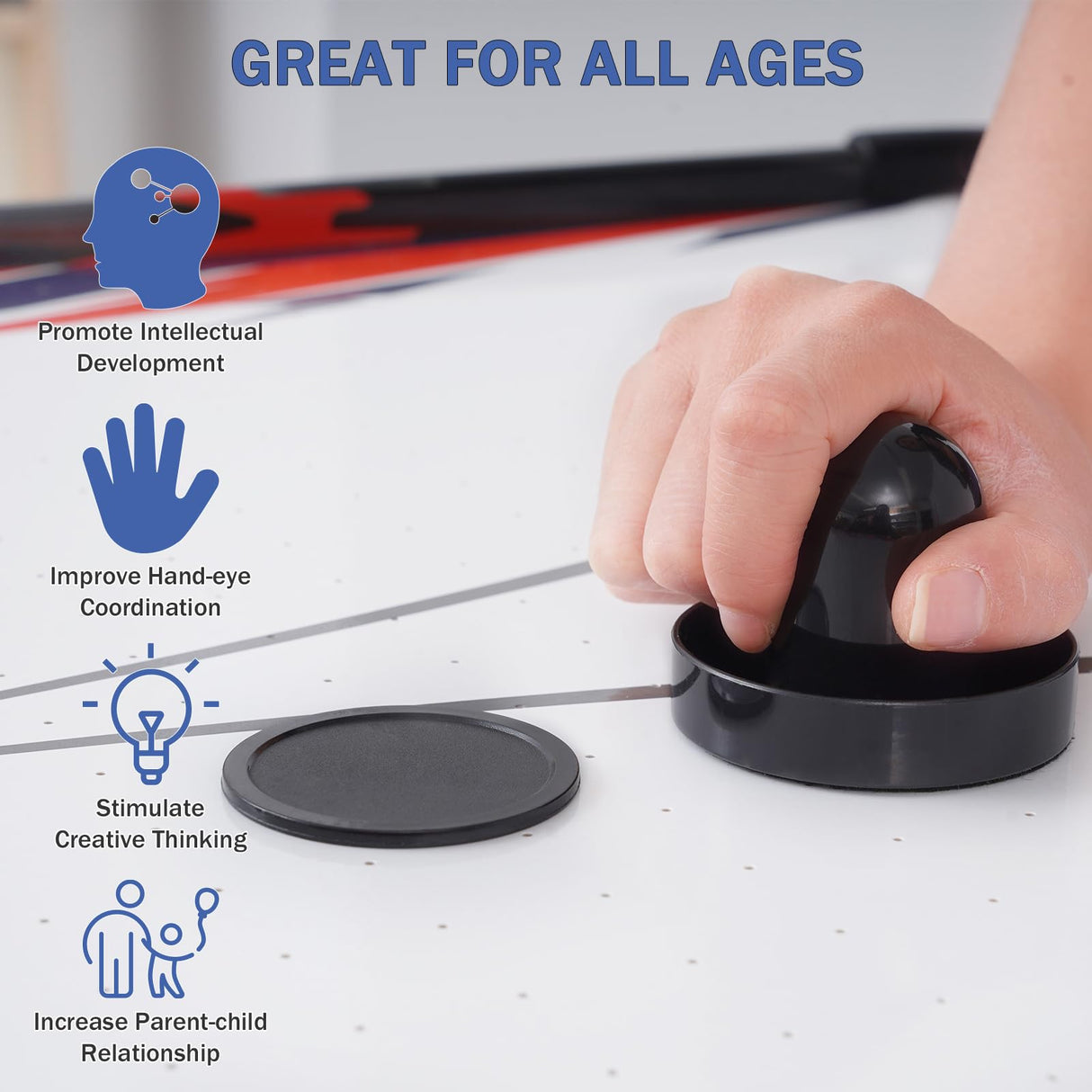 58" Air Hockey Table, Indoor Hockey Arcade Game Table with w/2 Pucks, 2 Pushers