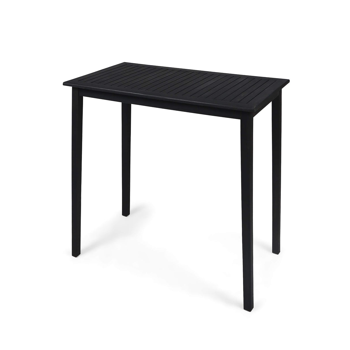 Teresa Outdoor Minimalist Acacia Wood Rectangle Bar Table Dark Gray