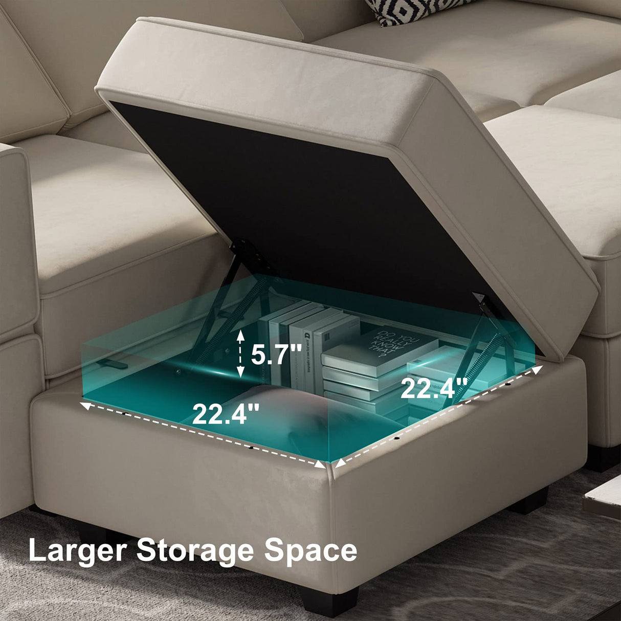 Modular Sectional Sofa Couch with Ottoman L Shape Corner Couch Sofa with Storage