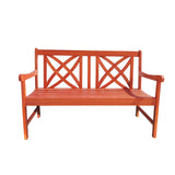 Siesta Red Brown 4Ft Magnolia Eucalyptus Wooden Garden Bench for 2 Seater in Entry Way