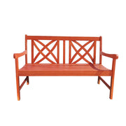 Siesta Red Brown 4Ft Magnolia Eucalyptus Wooden Garden Bench for 2 Seater in Entry Way