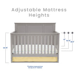 Easton 4-in-1 Convertible Baby Crib, Greenguard Gold Certified, Grey