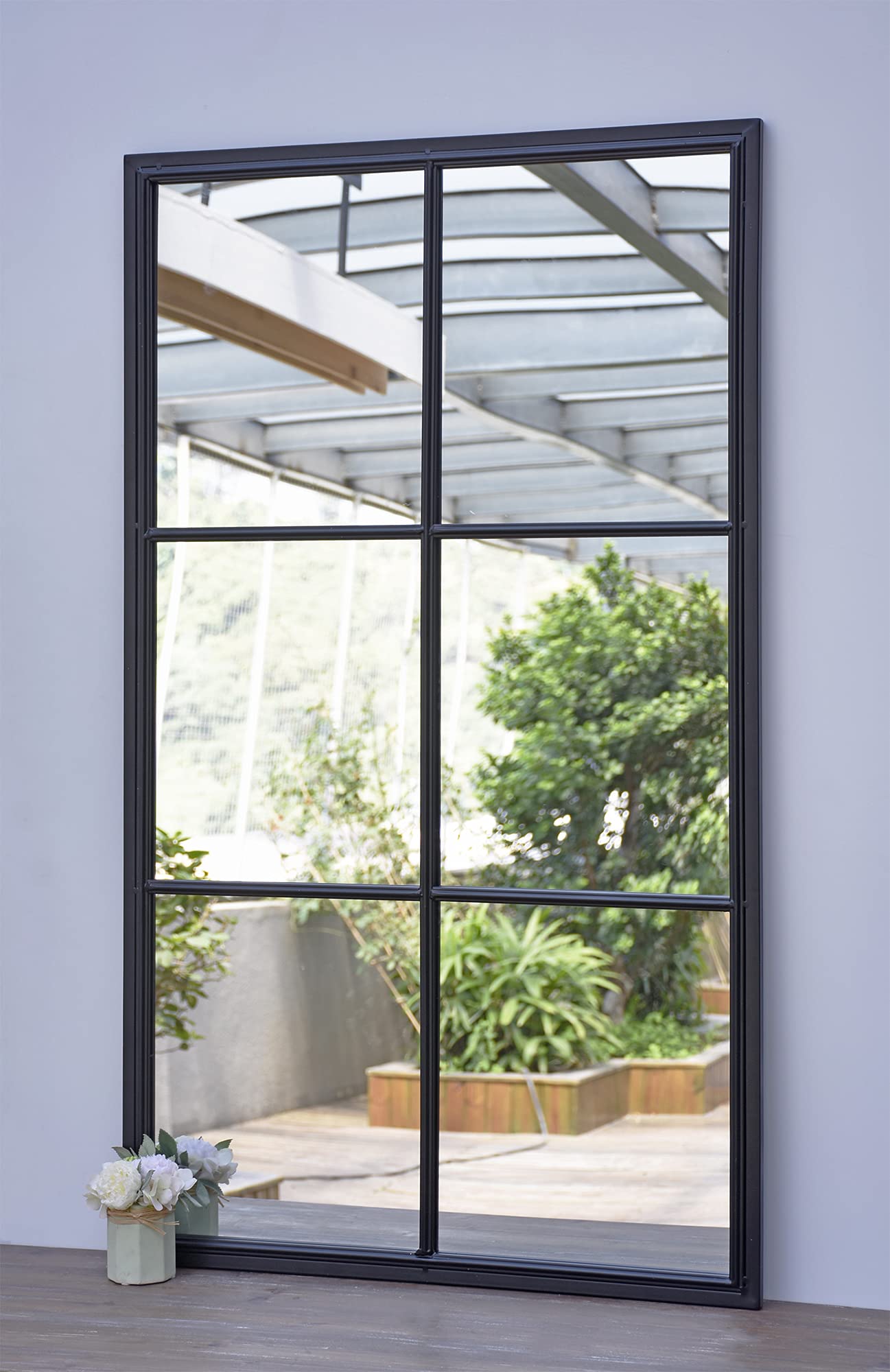 Rectangular Farmhouse Tall Wall Mirror,Metal Framed Window Mirror for Living Room