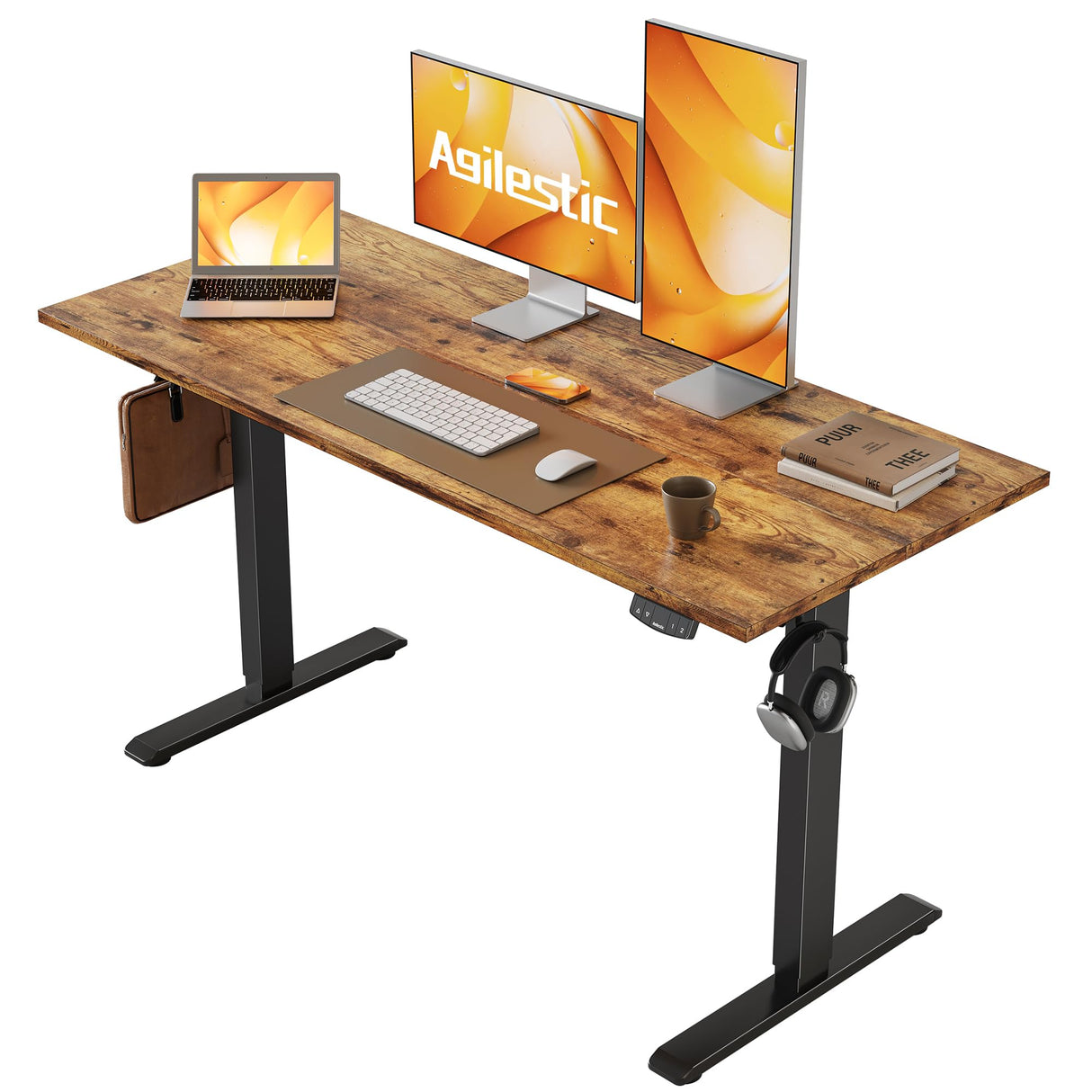 Electric Standing Desk, 48 x 24 Inches Height Adjustable Desk, Sit Stand up Desk for Work Office Home, Ergonomic Rising Computer Table with Memory Preset