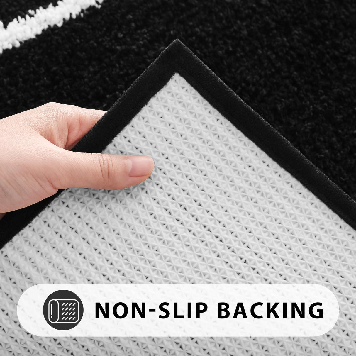 Uphome Bath Mats for Bathroom Non Slip, Plush Microfiber Large Bathroom Rugs, Water Absorbent Bathroom Shower Mat, Machine Washable Black Bath Rugs for Bathroom Bedroom Sink, 24x59 inch