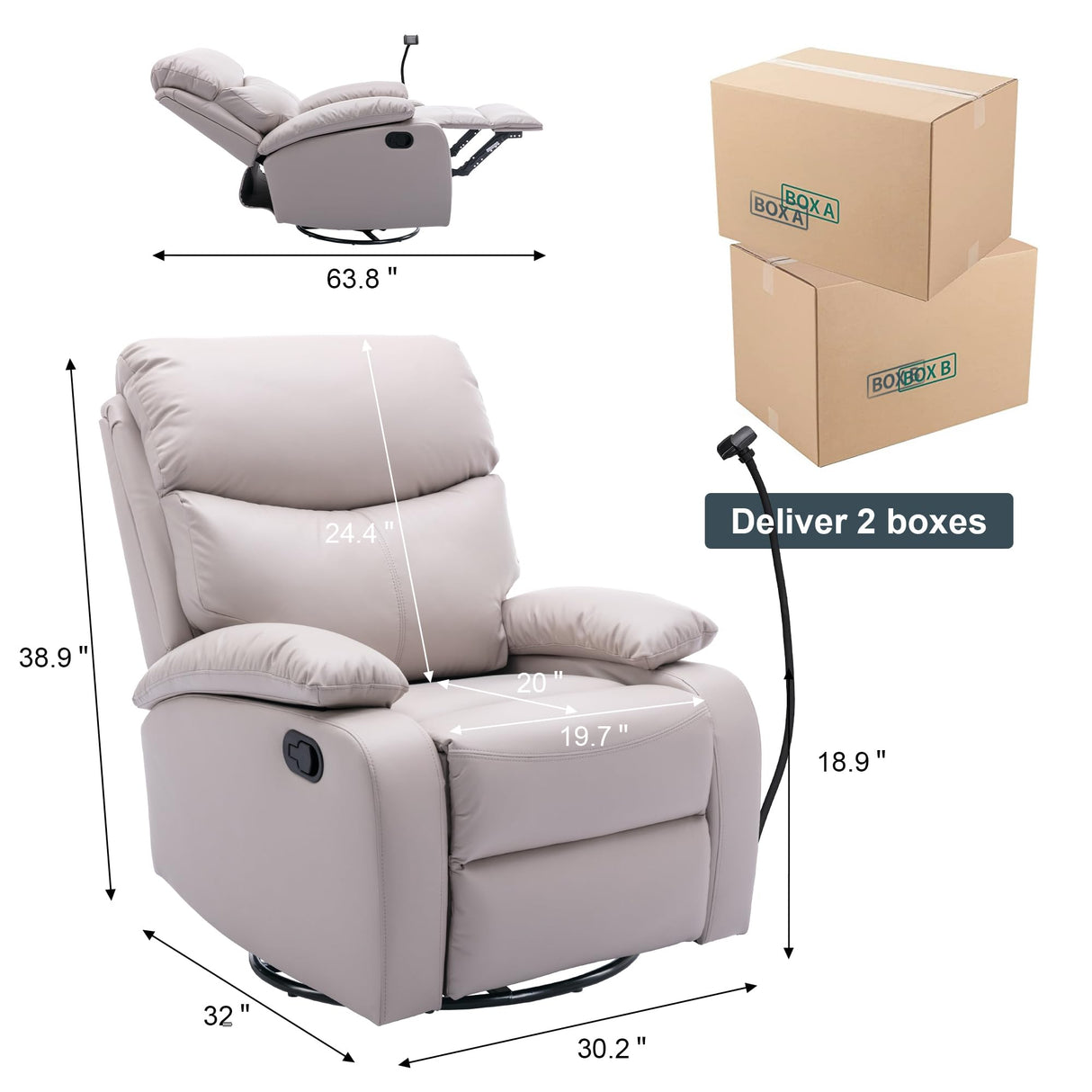 Rocker Recliner Chairs, Manual Rocking Recliner Chair for Adults, Small Recliners for Small Spaces, Single Sofa Recliner for Living Room, Nursery - Beige