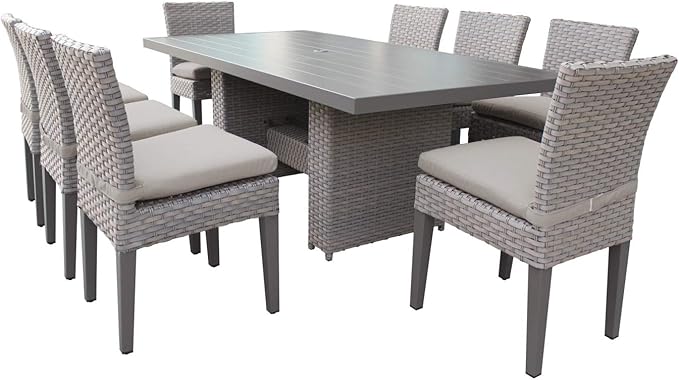 Florence 9-Piece Outdoor Dining Set with Cushions, White