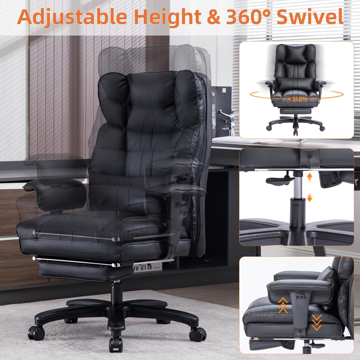 Ergonomic Office Chair with footrest, Office Chair for Heavy 500 lbs